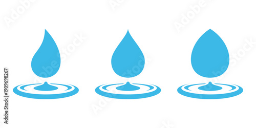 Blue water drop ripple logo collection