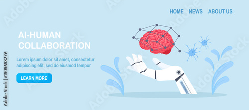 AI robot pulls giant compass toward profit. Artificial intelligence technology as smart assistant to develop business vision, direction and strategy. Searching for financial opportunities