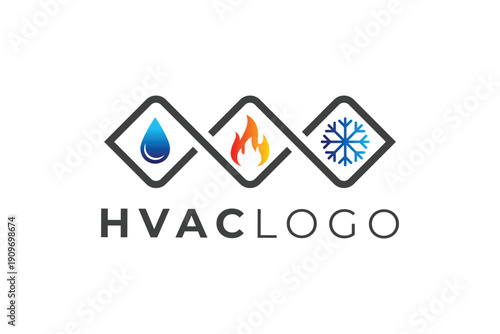 Professional Plumbing Heating Cooling and Sewer HVAC Logo Template for Home Service Companies