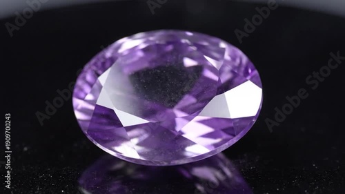 Wallpaper Mural Faceted purple gem on a reflective black surface, close up and centered Torontodigital.ca