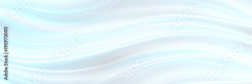 Soft blue waves on white background. Fresh smell. Air flow. Textile, silk, satin background.