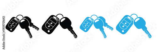 High-quality illustration of modern car keys with remote controls, perfect for automotive and technology-related projects, conveying innovation and convenience