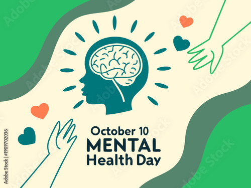 Mental health awareness illustration for World Mental Health Day October 10