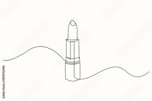 Lipstick one line art design and white background	