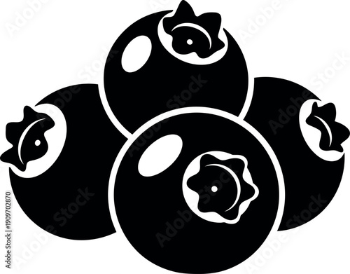 Black and white blueberry icon small round berry healthy antioxidant