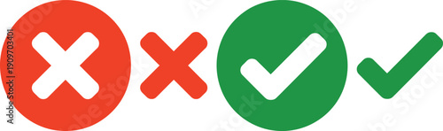 Two symbols representing correct and incorrect actions in a digital interface