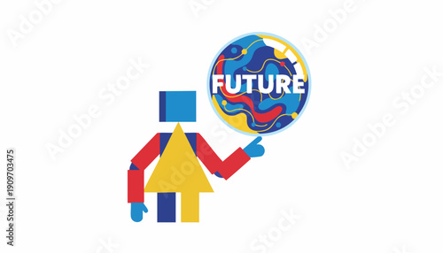 Abstract Corporate Visionary Pointing Towards the Future of Technology and Innovation Strategy