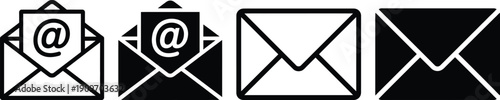 Four different envelope icons with and without email symbols.
