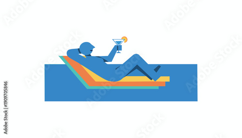 Achieving Financial Freedom: Professional relaxing poolside enjoying the rewards of passive income and successful management