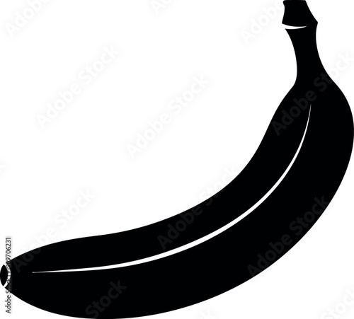 Black and white banana icon peeled tropical fruit healthy snack