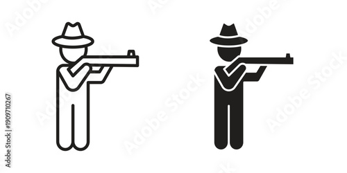 Hunter icon concept template. linear or solid icon collection