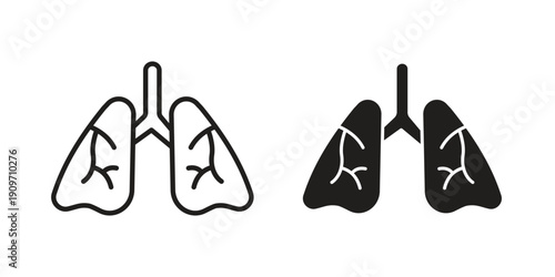 Human lungs icon concept template. linear or solid icon collection