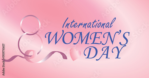 8 march women's day Poster or banner with flower and sweet hearts on pink background.