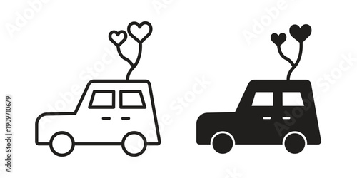 Just married icon concept template. linear or solid icon collection