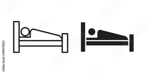 Laying in bed icon concept template. linear or solid icon collection