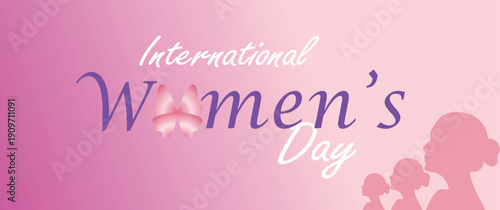 8 march women's day Poster or banner with flower and sweet hearts on pink background.