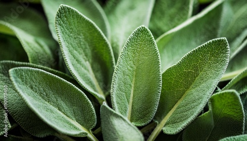 clary sage natural green leaves macro background generative ai
