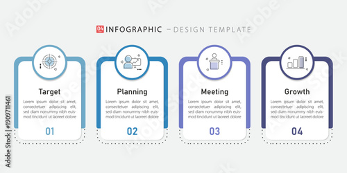 Infographic template. 4 Step timeline journey, Flat simple infographics design template. presentation graph. Business concept with numbers 4 options or steps vector illustration.