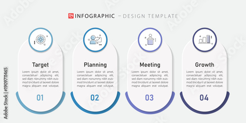 Infographic template. 4 Step timeline journey, Flat simple infographics design template. presentation graph. Business concept with numbers 4 options or steps vector illustration.