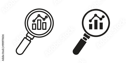 Market research icon concept template. linear or solid icon collection