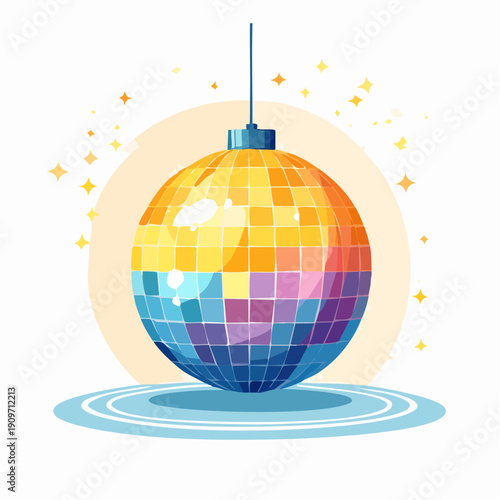 Vibrant and Shimmering Disco Ball Illustration Capturing the Spirit of Celebration and Nightlife