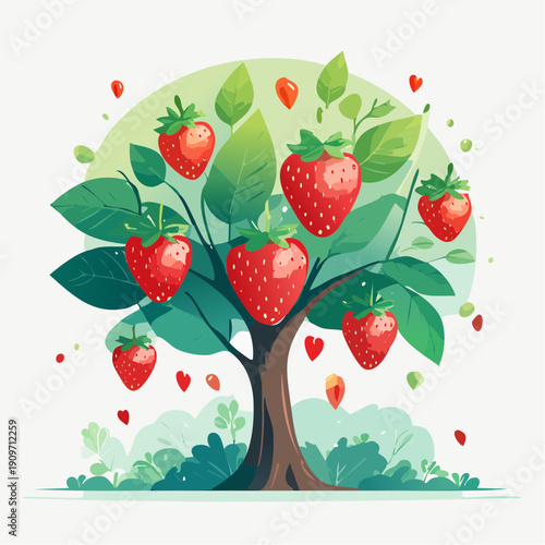 Fresh Strawberries Growing on a Tree A Delicious Summer Treat