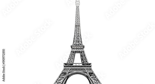 Iconic Eiffel Tower standing tall in Paris with intricate iron latticework design