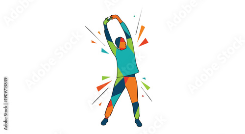 Vibrant Growth Concept: Abstract Figure Reaching Full Potential in Dynamic Marketing Design