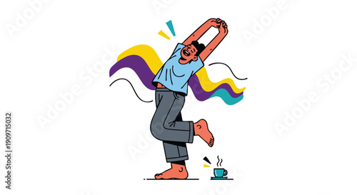 Energized Professional Taking a Wellness Break During a Productive Remote Workday