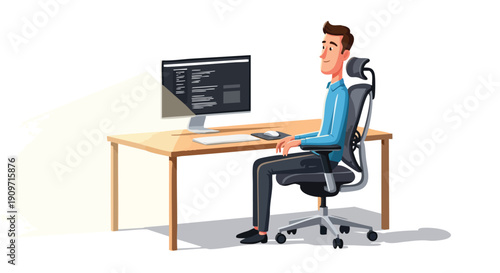 Focused Developer Successfully Executing High-Value Code in a Productive Remote Work or Office Environment