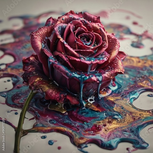 Surreal Melting Rose A rose that appears to be melting into a pu