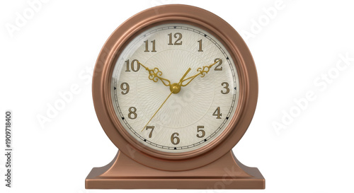 Tableau sur toile Elegant bronze table clock isolated PNG on transparent background, vintage timep