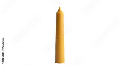 Tableau sur toile Beeswax taper candle isolated PNG on transparent background, natural yellow cand