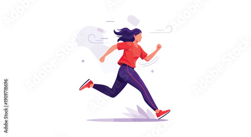 Driving Business Momentum: Focused Female Executive Running Quickly Towards Success and Accelerated Goals