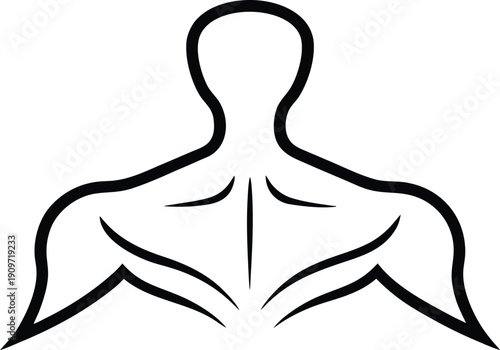 Abstract depiction of a muscular human torso focusing on form and shape silhouette