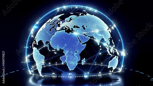 Wallpaper Mural Glowing Global Communication Network with International Data Transfer and Digital Connectivity Torontodigital.ca