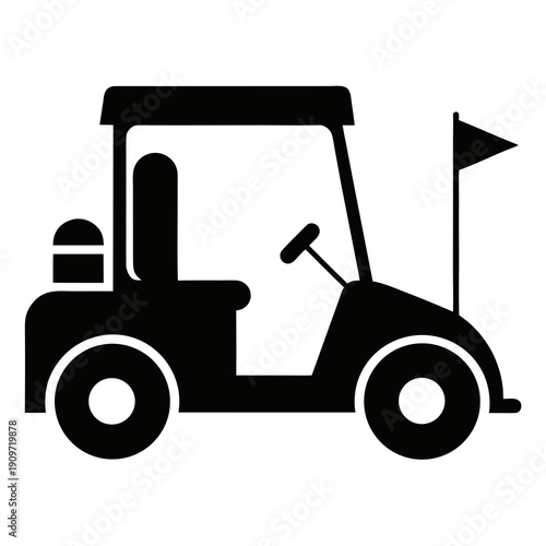 Golf Cart Icon: A detailed illustration of a golf cart with a flag, symbolizing leisurely recreation on the golf course.