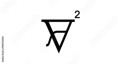 Black minimalist symbol logo with superscript 2, flat design element