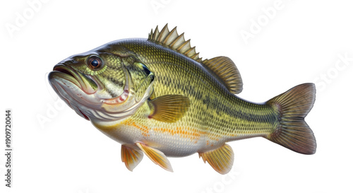 Quadro su tela Largemouth bass fish PNG isolated on transparent background, freshwater game fis