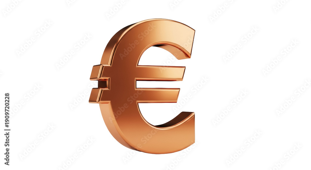 Obraz premium Golden euro sign isolated PNG on transparent background, currency symbol for finance, banking and European economy