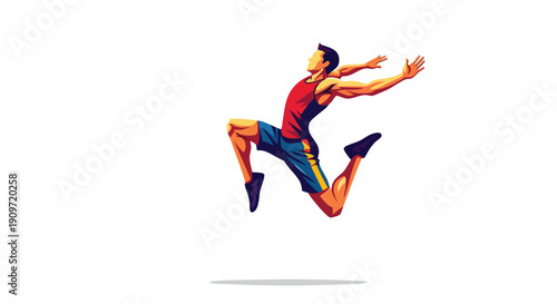 Dynamic Momentum: Athlete Leaping Forward Symbolizing Professional Growth and Success Achievement