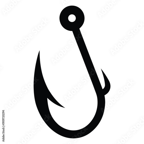 Fishing hook icon on a white background simple silhouette