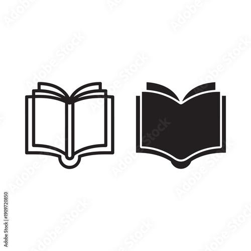 Two open book icons one outlined and one filled representing knowledge