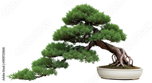 Photos Bonsai tree isolated PNG on transparent background, miniature juniper tree in a