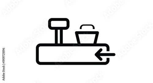 Minimalist icon of luggage on conveyor belt, flat vector symbol