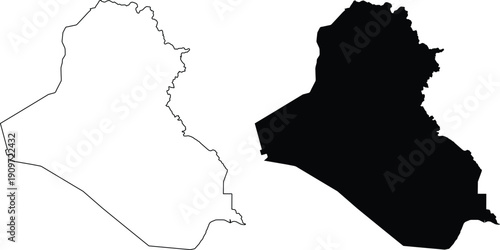 Iraq Outline and Silhouette Maps country