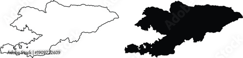 Kyrgyzstan outline and filled map on white background