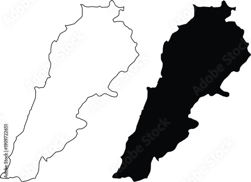 Lebanon Map Outline and Silhouette country