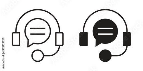 Online support icon concept template. linear or solid icon collection