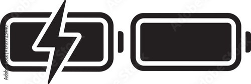 Battery Charge Symbol: A simple yet impactful illustration showcasing the essence of power, illustrating full and depleted states, symbolizing the life cycle of digital energy.